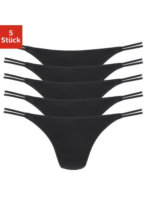 Bild: String von Vivance: Vivance Strings im praktischen 5er Pack. Mit zwei elastischen Bändern an den Seiten für einen tollen Look. Aus super bequemer Baumwoll-Elasthan-Qualität.