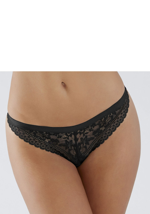 Bild: String von Vivance: Femininer String mit elastischem Bund. Rundherum aus Spitze, die anteilig recyceltes Polyamid enthält. Mit eingearbeitetem Baumwollzwickel. Passende BH's aus der gleichen Serie erhältlich. Mit Liebe & Leidenschaft in Hamburg kreiert. Spitze aus 60% Polyamid recycelt, 27% Polyamid, 13% Elasthan