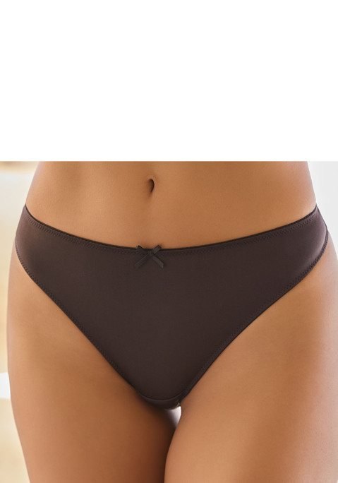Bild: String von Vivance: Hübscher String von VIVANCE. Aus weichem Microtouch-Material und floraler Jacquardspitze. Mit feinen Zierschleifen. Mit eingearbeitetem Baumwollzwickel. Passende BHs aus der gleichen Serie erhältlich. Obermaterial: 68% Polyester, 21% Polyamid, 11% Elasthan.