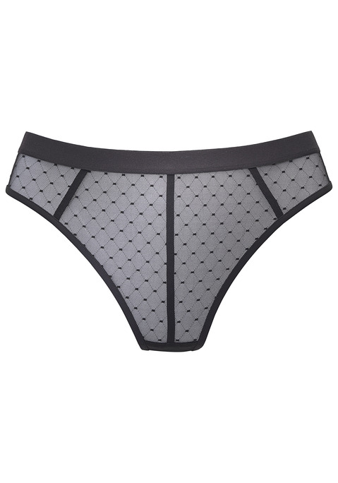 Bild: String von Vivance: Sexy String mit modischem Bund. Rundherum aus dezent transparentem Mesh in Pünktchen-Optik. Mit dekorativen Bändern im Vorderteil. Mit eingearbeitetem Baumwollzwickel. Passender BH aus der gleichen Serie erhältlich. Aus 90% Polyamid, 10% Elasthan.