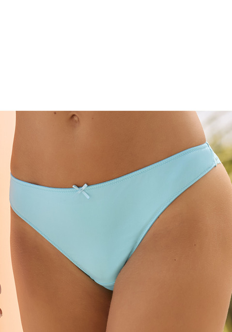 Bild: String von Vivance: Hübscher String von VIVANCE. Aus weichem Microtouch-Material und floraler Jacquardspitze. Mit feinen Zierschleifen. Mit eingearbeitetem Baumwollzwickel. Passende BHs aus der gleichen Serie erhältlich. Obermaterial: 68% Polyester, 21% Polyamid, 11% Elasthan.