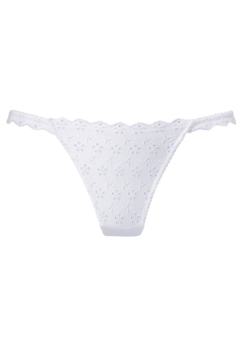 Bild: String von Vivance: Femininer String von VIVANCE. Rundherum aus weicher Baumwolle mit hübscher Lochstickerei. In verführerischer Schnittform. Mit eingearbeitetem Baumwollzwickel. Passende BHs aus der gleichen Serie erhältlich. Aus 95% Baumwolle, 5% Elasthan.