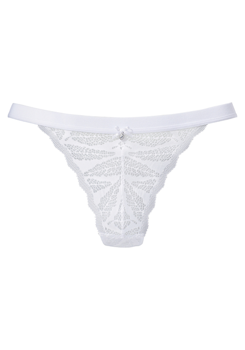 Bild: String von Vivance: Verführerischer String mit feiner Zierschleife und hübschem Accessoire vorne mittig. Rundherum aus offener, elastischer Jacquardspitze. Mit modischem Bund. Mit eingearbeitetem Baumwollzwickel. Passende BHs aus der gleichen Serie erhältlich. Aus 88% Polyamid, 12% Elasthan.