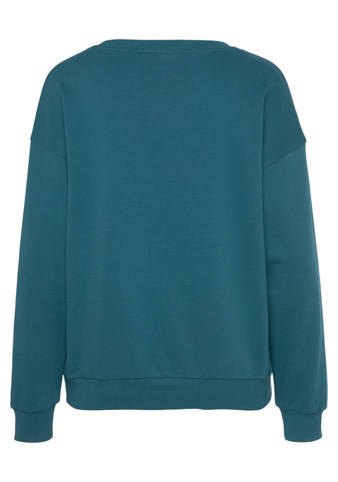 Bild: Sweater von Vivance: Sweatshirt von Vivance mit Flockprint. Mit Rundhalsausschnitt und langen Ärmeln. Überschnittene Schulterpartie und gerippte Bündchen. Weicher Baumwollmix.