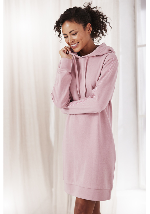 Bild: Sweatkleid von Vivance: Hoodiekleid von Vivance. Unifarben. Kapuze mit Tunnelzug. Rippbündchen an Ärmeln und Saum. Softe Sweatware.