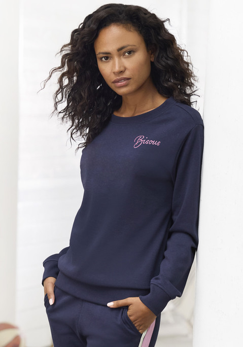 Bild: Sweatshirt von Vivance: Sweatshirt von Vivance für Damen. Mit großem Stitching vorn. Gerippte Bündchen. Leicht überschnittene Schultern. Trageangenehme und softe Sweatqualität.