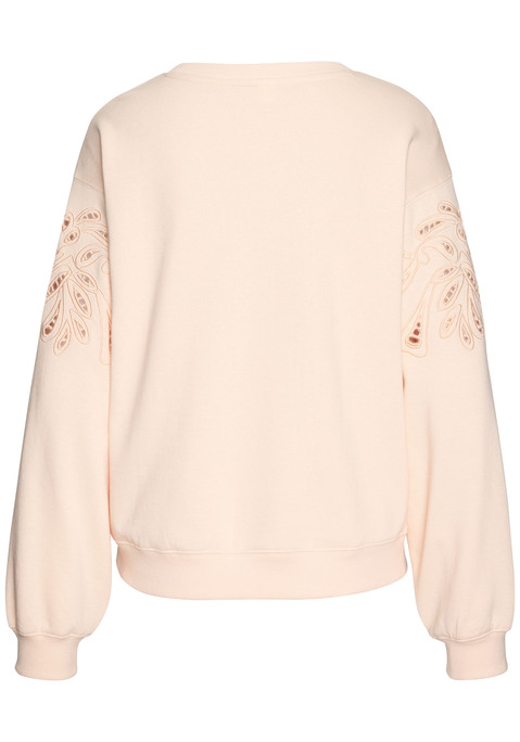 Bild: Sweatshirt von Vivance: Bequemes Sweatshirt von Vivance mit hübscher Lockstickerei an den Oberarmen. Rundhalsausschnitt und Säume mit Rippbündchen. Überschnittene Schultern für lässige Passform. Gut kombinierbar. Weiche Baumwoll-Sweatware.