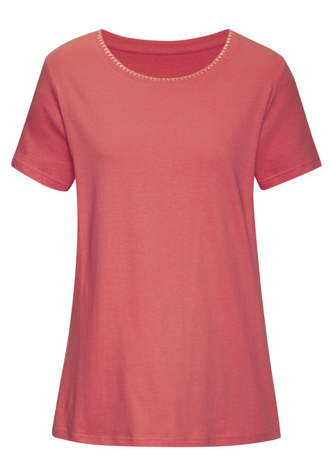 Bild: T-Shirt von Vivance: T-Shirt von Vivance im praktischen 2er-Pack. Rundhalsausschnitt mit Stickerei am schmalen Bündchen. Figurumspielende Passform. Weicher Jersey aus Baumwolle.
