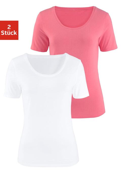 Bild: T-Shirt von Vivance: Basic T-Shirts von Vivance im 2er-Pack. Mit klassischem Rundhalsausschnitt und körpernaher Passform. Einsatz von Baumwolle, die die Initiative Cotton made in Africa unterstützt.