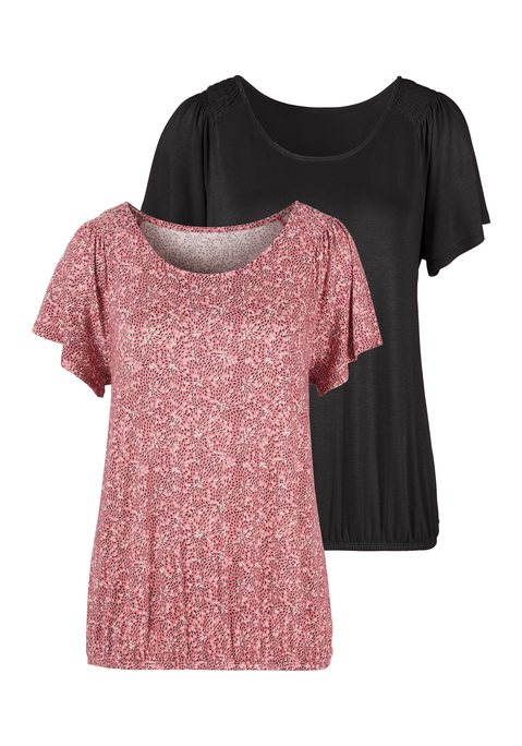 T-Shirt von VIVANCE in beere-gemustert, schwarz