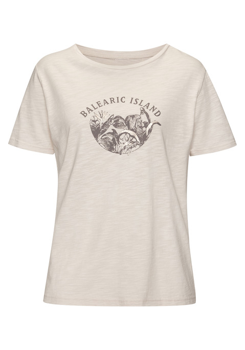 Bild: T-Shirt von Vivance: Unifarbenes T-Shirt von Vivance mit modischem Print auf der Vorderseite. Rundhalsausschnitt. Vielseitig kombinierbar. Weiche Baumwollqualität.