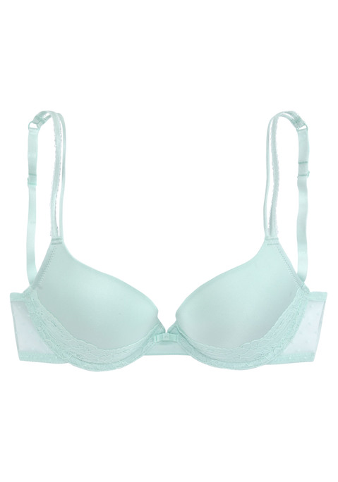 Bild: T-Shirt-BH von Vivance: Vivance: Schöner T-Shirt-BH mit eingearbeiteten Schalen. Nahtlos vorgeformte, leicht wattierte Cups, perfekt für eng anliegende Kleidung, denn nichts zeichnet sich ab. Flügel aus gepunktetem Netzmaterial. Träger und Rückenverschluss verstellbar. Aus 60% Polyamid, 35% Polyester, 5% Elasthan. Sexy Dessous. Spitzen-Dessous. Romantische Dessous. Verspielte Dessous.