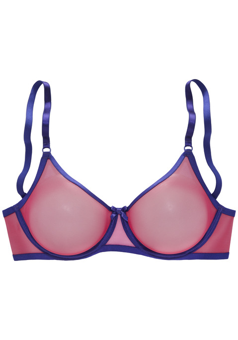 Bild: T-Shirt-BH von Vivance: Verspielter T-Shirt-BH mit feiner Zierschleife in der vorderen Mitte. Rundherum aus hauchzartem Soft-Mesh in transparenter Optik. Mit modischen Kontrastfarben. Individuell verstellbare Träger sowie Rückenverschluss. Passende Unterteile aus der gleichen Serie erhältlich. Transparente Unterwäsche Damen. Transparenter BH. Verführerische Dessous. Verspielte Dessous. Sexy Dessous. Bügel-BH. Minimizer-BH. Aus 80% Polyamid, 20% Elasthan.