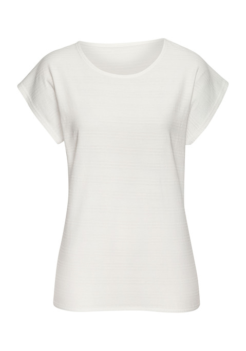 Bild: T-Shirt von Vivance: T-Shirt von Vivance. Dekorative Streifenstruktur. Rundhalsausschnitt. Nahtlos angesetzte, kurze Ärmel. Lässige Passform. Angenehmer Baumwolljersey. Mit dem Kauf des Produktes wird die Initiative »Cotton made in Africa« unterstützt.