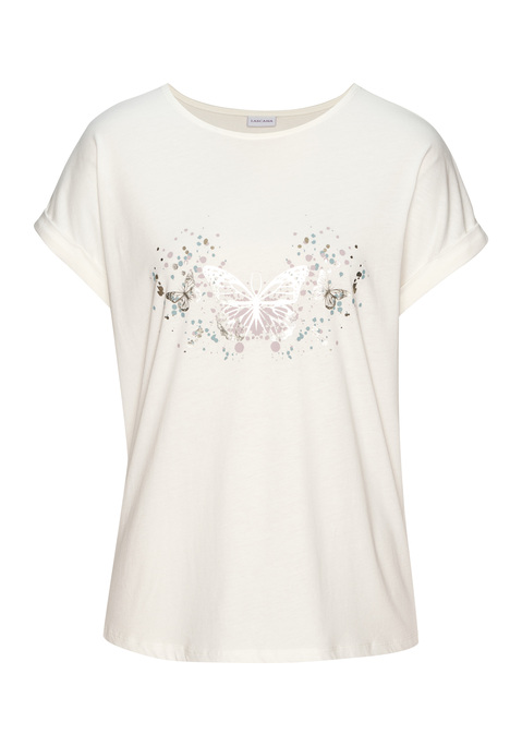 Bild: T-Shirt von Vivance: Lässiges Rundhals-T-Shirt von Vivance mit romantischem Print auf der Vorderseite. Lockere Passform für entspannte Casual-Looks. Ideal für den Sommer. Aus weichem Baumwoll-Single-Jersey.