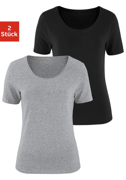 Bild: T-Shirt von Vivance: Basic T-Shirts von Vivance im 2er-Pack. Mit klassischem Rundhalsausschnitt und körpernaher Passform. Einsatz von Baumwolle, die die Initiative Cotton made in Africa unterstützt.