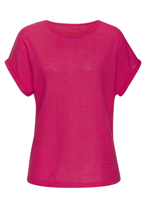 Bild: T-Shirt von Vivance: T-Shirt von Vivance. Mit fixiertem Ärmelumschlag für einen lässigen Look. Rundhalsausschnitt. Trageangenehme Strukturware aus Baumwolle.