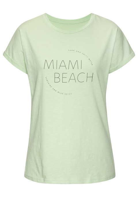Bild: T-Shirt von Vivance: T-Shirt von Vivance mit modischem Frontprint. Rundhalsausschnitt mit schmalem Bündchen. Figurumspielende Passform. Flammgarnjersey aus Baumwolle.