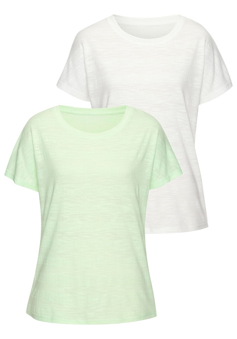 Bild: T-Shirt von Vivance: T-Shirts im Doppelpack von Vivance. Modische Strukturoptik. Rundhalsausschnitt. Figurumspielende Passform. Hochwertige Qualität mit Baumwollanteil.