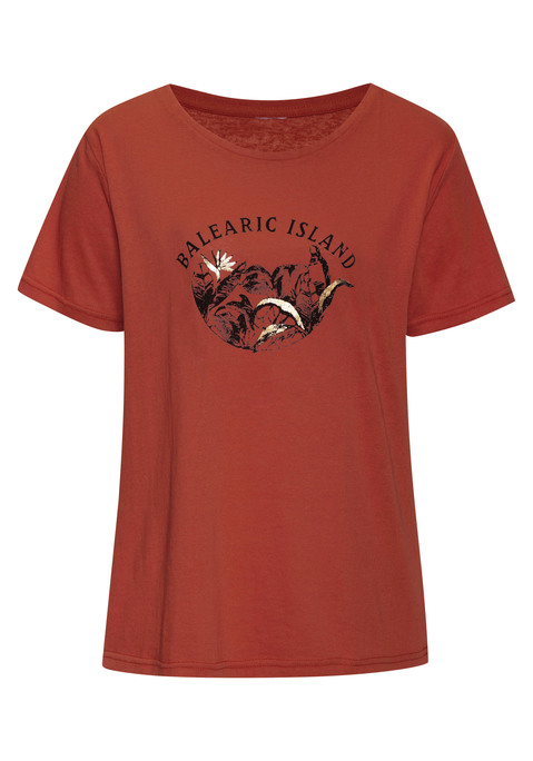 Bild: T-Shirt von Vivance: Unifarbenes T-Shirt von Vivance mit modischem Print auf der Vorderseite. Rundhalsausschnitt. Vielseitig kombinierbar. Weiche Baumwollqualität.