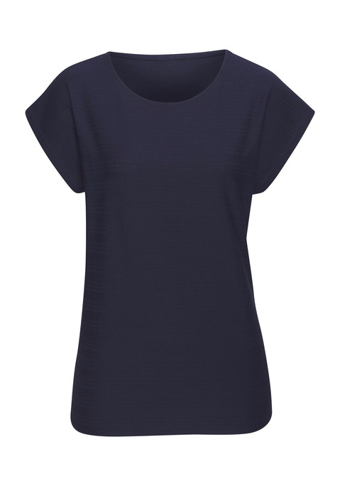 Bild: T-Shirt von Vivance: T-Shirt von Vivance. Dekorative Streifenstruktur. Rundhalsausschnitt. Nahtlos angesetzte, kurze Ärmel. Lässige Passform. Angenehmer Baumwolljersey. Mit dem Kauf des Produktes wird die Initiative »Cotton made in Africa« unterstützt.