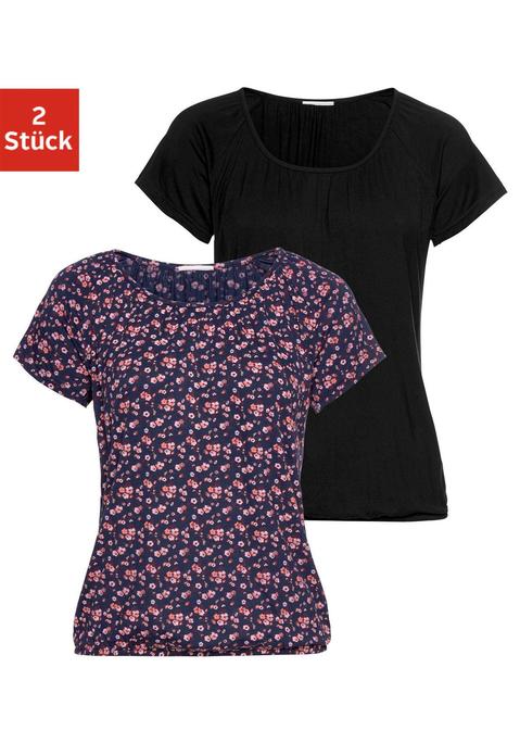 T-Shirt von VIVANCE in navy-bedruckt, schwarz
