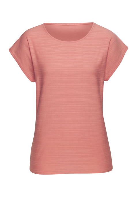 Bild: T-Shirt von Vivance: T-Shirt von Vivance. Dekorative Streifenstruktur. Rundhalsausschnitt. Nahtlos angesetzte, kurze Ärmel. Lässige Passform. Angenehmer Baumwolljersey. Mit dem Kauf des Produktes wird die Initiative »Cotton made in Africa« unterstützt.
