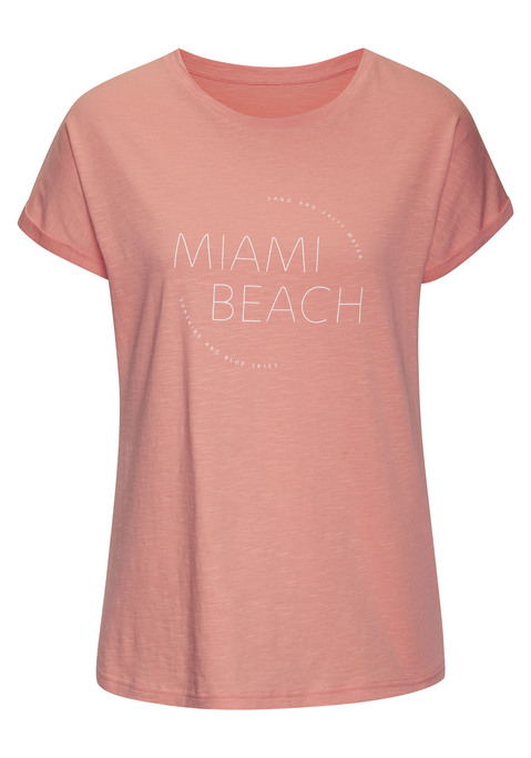 Bild: T-Shirt von Vivance: T-Shirt von Vivance mit modischem Frontprint. Rundhalsausschnitt mit schmalem Bündchen. Figurumspielende Passform. Flammgarnjersey aus Baumwolle.