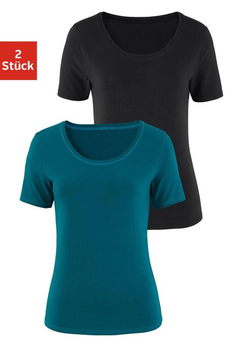 Bild: T-Shirt von Vivance: Basic T-Shirts von Vivance im 2er-Pack. Mit klassischem Rundhalsausschnitt und körpernaher Passform. Einsatz von Baumwolle, die die Initiative Cotton made in Africa unterstützt.