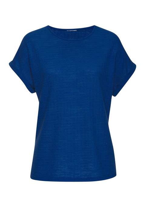 Bild: T-Shirt von Vivance: T-Shirt von Vivance. Mit fixiertem Ärmelumschlag für einen lässigen Look. Rundhalsausschnitt. Trageangenehme Strukturware aus Baumwolle.
