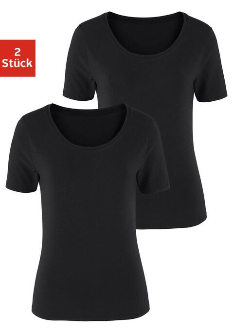 Bild: T-Shirt von Vivance: Basic T-Shirts von Vivance im 2er-Pack. Mit klassischem Rundhalsausschnitt und körpernaher Passform. Einsatz von Baumwolle, die die Initiative Cotton made in Africa unterstützt.