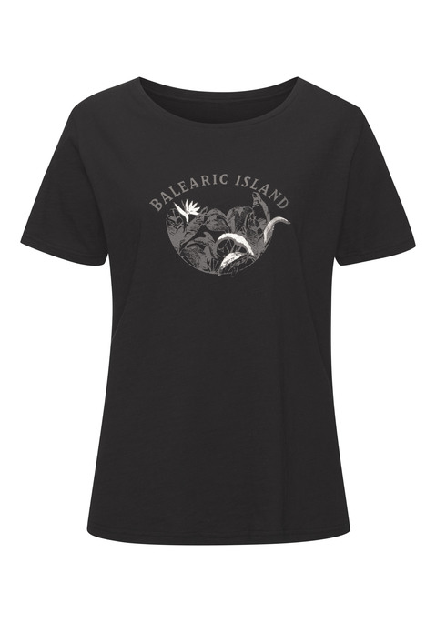 Bild: T-Shirt von Vivance: Unifarbenes T-Shirt von Vivance mit modischem Print auf der Vorderseite. Rundhalsausschnitt. Vielseitig kombinierbar. Weiche Baumwollqualität.