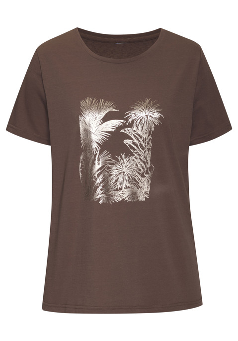 Bild: T-Shirt von Vivance: T-Shirt von Vivance im praktischen 2er-Pack. Mit goldglänzendem Foliendruck. Rundhalsausschnitt mit schmalem Bündchen. Figurumspielende Passform. Jersey aus Baumwolle.