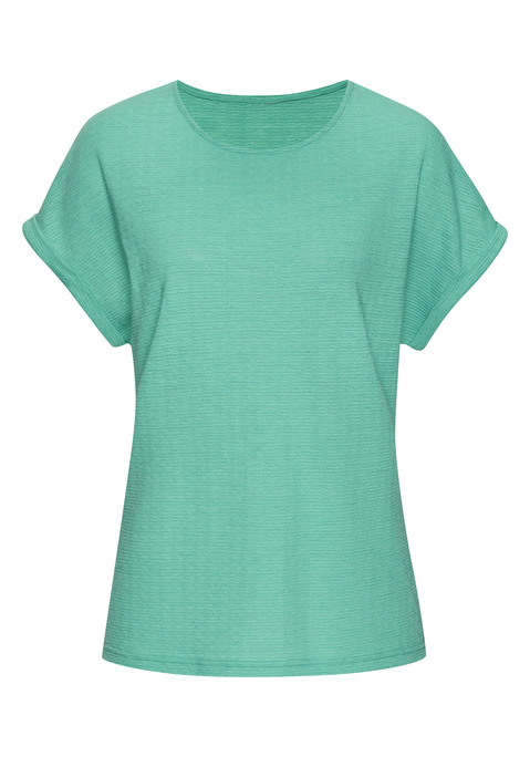 Bild: T-Shirt von Vivance: T-Shirt von Vivance. Mit fixiertem Ärmelumschlag für einen lässigen Look. Rundhalsausschnitt. Trageangenehme Strukturware aus Baumwolle.