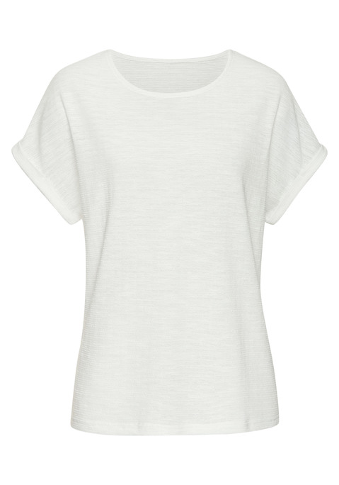 Bild: T-Shirt von Vivance: T-Shirt von Vivance. Mit fixiertem Ärmelumschlag für einen lässigen Look. Rundhalsausschnitt. Trageangenehme Strukturware aus Baumwolle.