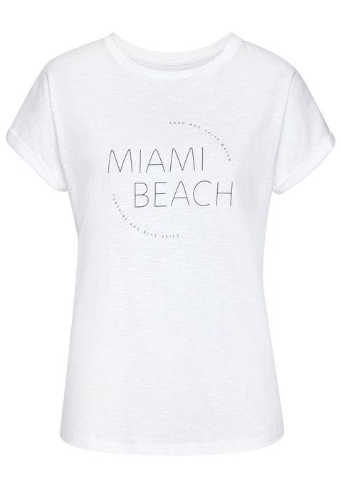 Bild: T-Shirt von Vivance: T-Shirt von Vivance mit modischem Frontprint. Rundhalsausschnitt mit schmalem Bündchen. Figurumspielende Passform. Flammgarnjersey aus Baumwolle.