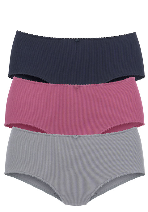 Bild: Taillenslip von Vivance: Taillenslip von Vivance im 3er-Pack. Mäusezähnchenkante. Kleines Blütendetail vorn. Feine Rippqualität. Mit Einsatz von Baumwolle, die die Initiative Cotton made in Africa unterstützt.