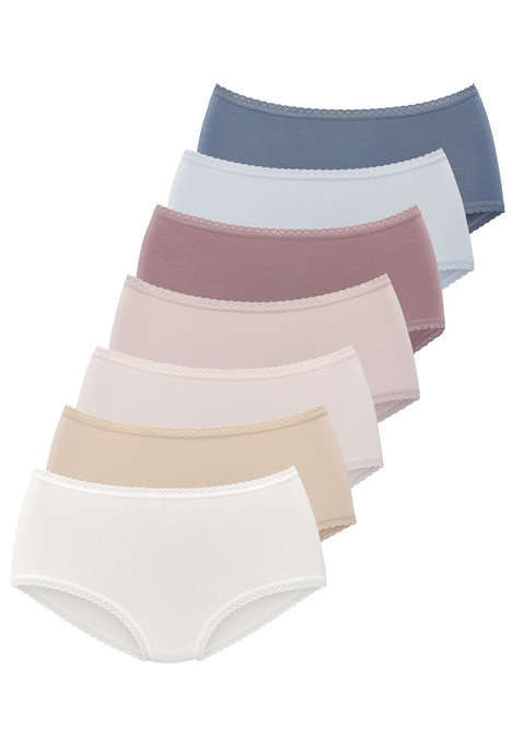 Bild: Taillenslip von Vivance: Bequeme Taillenslips von Vivance im 7er-Pack. Mit feiner Spitzeneinfassung. Aus weicher, elastischer Baumwollqualität.
