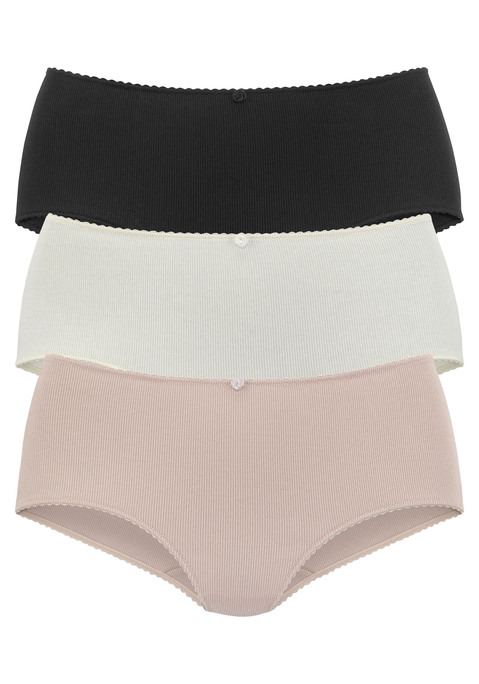 Bild: Taillenslip von Vivance: Taillenslip von Vivance im 3er-Pack. Mäusezähnchenkante. Kleines Blütendetail vorn. Feine Rippqualität. Mit Einsatz von Baumwolle, die die Initiative Cotton made in Africa unterstützt.