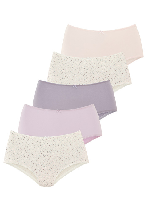 Bild: Taillenslip von Vivance: Taillenslips von Vivance im 5er-Pack mit dezenter Häkelkante und kleiner Schleife. Aus weicher und elastischer Baumwoll-Qualität