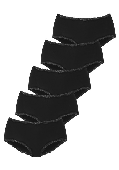 Bild: Taillenslip von Vivance: Taillenslip von Vivance im praktischen 5er-Pack. Zarte Spitze schmückt die Saumkanten. Klassische Passform. Elastische Baumwollqualität mit weichem Griff.
