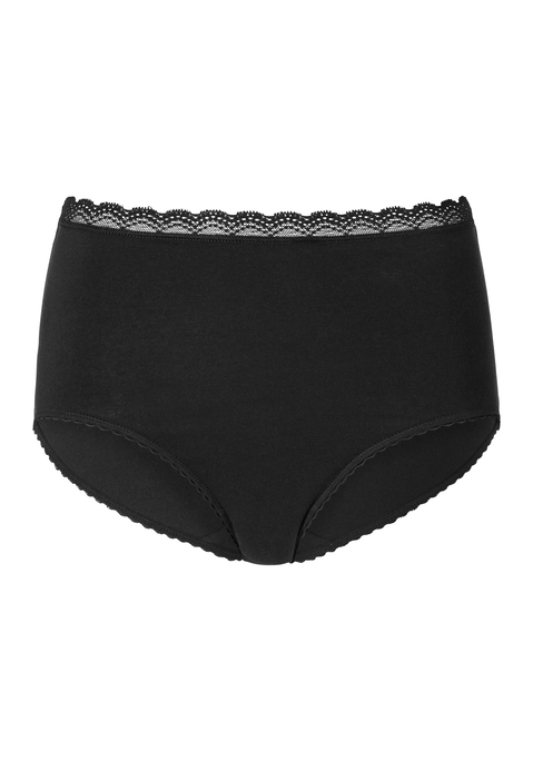 Bild: Taillenslip von Vivance: Bequemer Taillenslip von Vivance im 6er-Pack. Zweimal gepunktet, viermal unifarben. Hübsche Spitzenkante am Bund als kleiner Eyecatcher. Hoher Tragekomfort durch weiche, elastische Baumwollqualität.