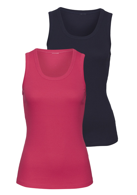 Bild: Tanktop von Vivance: Rundhals-Tanktop von Vivance im 2er-Pack. Figurnahe Passform. Vielseitig kombinierbar. Aus weicher, elastischer Rippqualität.