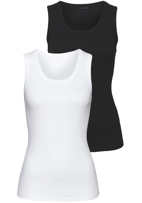 Bild: Tanktop von Vivance: Rundhals-Tanktop von Vivance im 2er-Pack. Figurnahe Passform. Vielseitig kombinierbar. Aus weicher, elastischer Rippqualität.