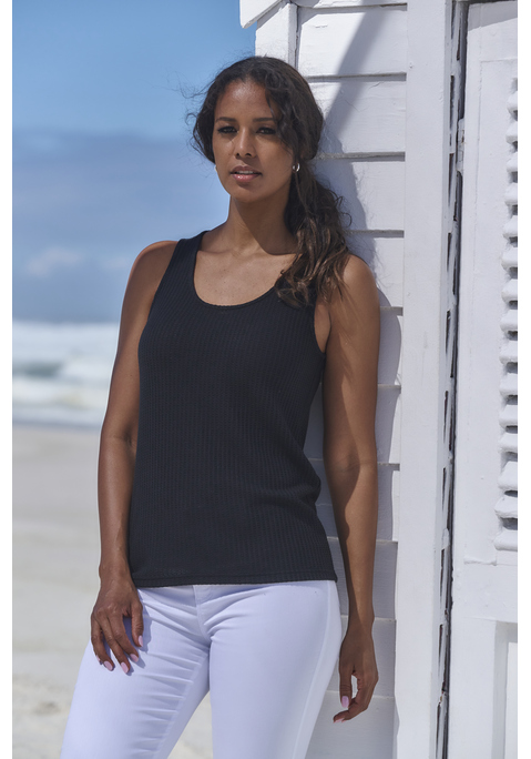 Bild: Trägertop von Vivance: Top von Vivance im 2er-Pack. Tanktop-Träger mit tiefem Rundhalsausschnitt. Kleines Cut-out-Detail an der Rückseite. Figurumspielend geschnitten. Strukturierte Piqué-Qualität mit weichem Griff.