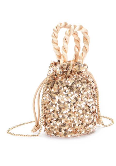 Bild: Umhängetasche von Vivance: Paillettenbesetze Tasche VEGAN von VIVANCE. Mit gekordelten Henkeln und Kettenriemen. Aus Polyester. Maße (H/B): 19/12
