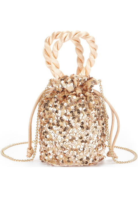 Bild: Umhängetasche von Vivance: Paillettenbesetze Tasche VEGAN von VIVANCE. Mit gekordelten Henkeln und Kettenriemen. Aus Polyester. Maße (H/B): 19/12