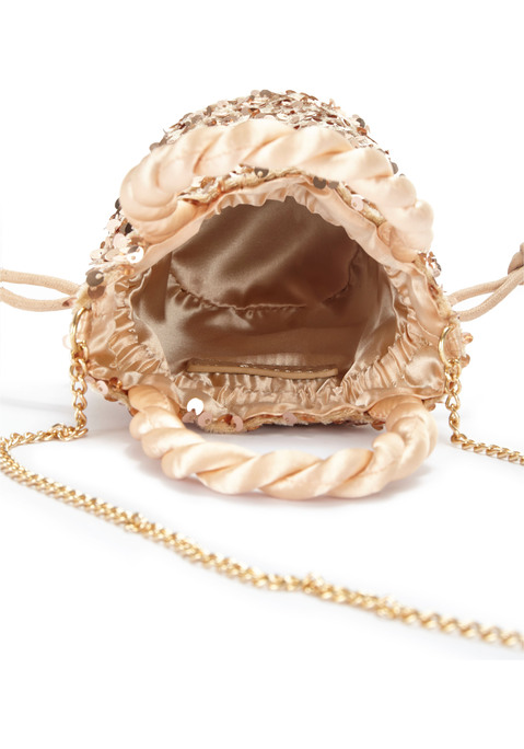 Bild: Umhängetasche von Vivance: Paillettenbesetze Tasche VEGAN von VIVANCE. Mit gekordelten Henkeln und Kettenriemen. Aus Polyester. Maße (H/B): 19/12