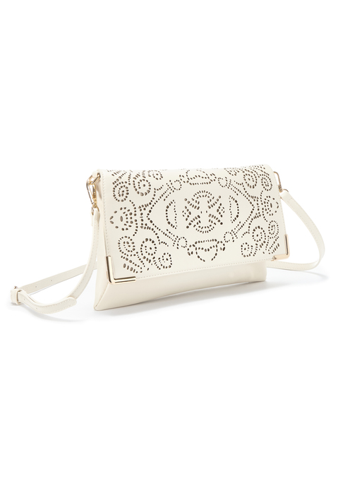 Bild: Umhängetasche von Vivance: Cut-Out Clutch VEGAN von VIVANCE. Mit schmalen Trageriemen zum Abnehmen. Aus Lederimitat. Maße: 19x30cm.
