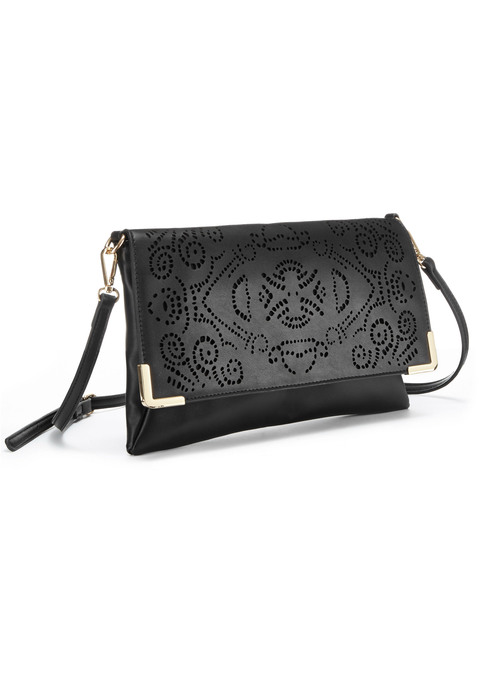 Bild: Umhängetasche von Vivance: Cut-Out Clutch VEGAN von VIVANCE. Mit schmalen Trageriemen zum Abnehmen. Aus Lederimitat. Maße: 19x30cm.